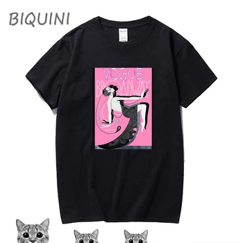 BIQUINI Vintage T-Shirt Kvinder Harajuku T-Shirt Kawaii Kvinder Shirts Plus Size Streetwear t-shirt af Bomuld Æstetisk Tøj