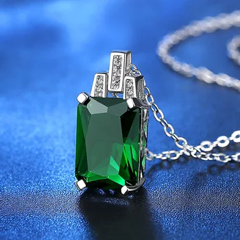 PANSYSEN Top Mærke Smaragd Vedhæng Halskæde til Kvinder Sølv 925 Smykker Green, Gemstone Halskæde års Jubilæum Smykker Gaver