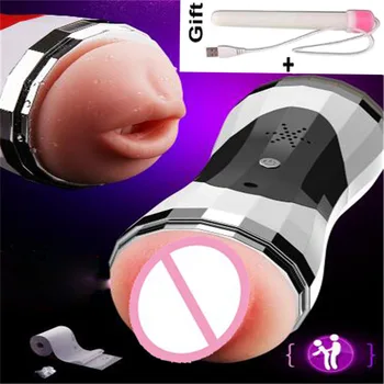 Dual channel Mandlige Masturbator til mand Lomme sex Skeden fast fisse Multi-hastigheder Vibrator legetøj til mænd Oral Sex maskine Blowjobs