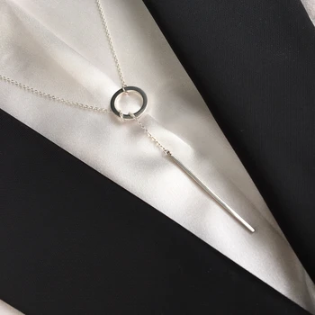 Ren 925 Sølv Halskæder For Kvinder Lange Vedhæng Stick Enkle Design Halskæde Minimalistisk, Romantisk Stilfulde Fine Smykker