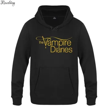 Hættetrøjer Mænd Vampire Diaries Brev Trykt Herre Hættetrøje Fleece langærmet Mænds Sweatshirt Sved Moletom Skate Sudadera Hombre