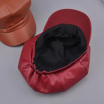 2018 Mode Cool PU Beret Hat for Mænd og Kvinder Gorras Planas Vintage Læder Boinas Cap Vinter udendørs Varm Casquette Hatte