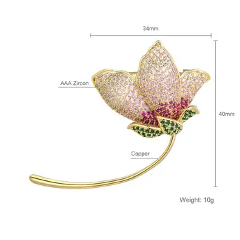 Luksus AAA+ Zircon Krystal Blomst Brocher For Kvinder Kjole Tørklæde Broche Pins Smykker Tilbehør Bryllupper Banket Broche Pin-kode