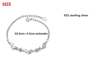 925 sterling sølv hot sell dolphin skinnende krystal damer'bracelets smykker kvinder armbånd drop shipping ingen fade fødselsdag