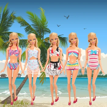 Mode Håndlavet 16 Emner/Set Dukke Tilbehør = 4 Mermaid Kjoler Tilfældige 4 Badetøj+ 8 Sko Til Barbie Spil Bedste Gave