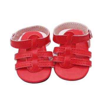 18 tommer Piger dukke sko Enkle røde sandaler Amerikanske nyfødte hvid PU sko, Baby legetøj, der passer til 43 cm baby dukker s119