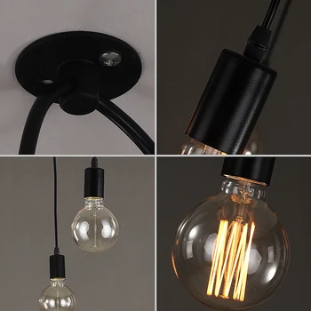 KARWEN Vintage Black Spider Vedhæng lys 2M Loft indretning Justerbar E27 hængende lamper Spider Loft Lampe Stativ Lys