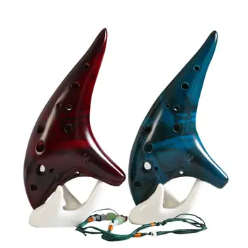 Classic 12 Hul Keramiske Ocarina Instrumenter Træblæsere Tværfløjte Alto C Tuning Nybegynder Undervisning Ocarina med opbevaringspose