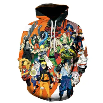 Forår og efterår nye tegnefilm anime Naruto print mænds og kvinders sweatshirt Harajuku drenge sweatshirt 3D printet pullover