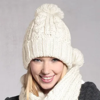 Strikket Vinter Skullies Hatte Kvinder Hat, Halstørklæde Sæt To-delt Sæt, Nye Mode Cap Gorros Bonnet Akryl Huer