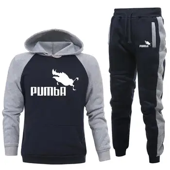 Mænds Pumba Sportstøj, der Passer Patchwork Print Bukser, Hoodie 2021 Sportstøj Mænds Sportstøj Jogging Harajuku Sportstøj