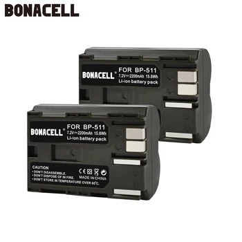 Bonacell 2200mAh BP-511, BP-511A, BP 511A for Kamera Batteri BP511 BP-511 Til Canon EOS 40D 300D 5D 20D 30D 50D 10D G6 L50.