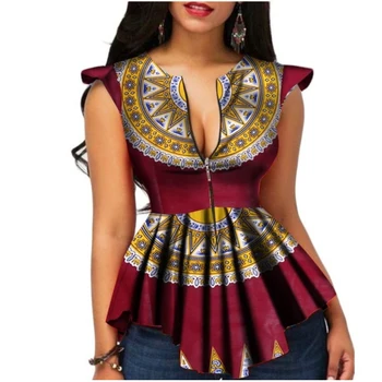 Robe Femme Africaine 2020 Bluse Ankara Voks Print-Toppe Sydafrikanske Traditionelle Tøj Damer Dashiki Plus Størrelse 2XL T-shirt