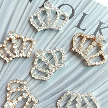 10STK 33*22MM Mode Smarte Sølv Crystal Crown Knapper Til Bryllup Invitation Rhinestone-Knappen For at Dekorere Håndværk Tilbehør