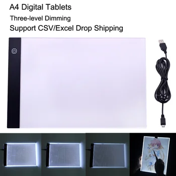 LED Tændte tegnebrættet malerlærred A4 Tabel Tablet Lys Pad Skitse Bog Blankt Lærred Akryl Akvarel Maling Gave