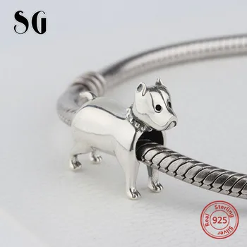 Sterling Sølv 925 Bulldog Perler Dyr Hund Charms Passer Oprindelige Pandora Armbånd Smykker at Gøre for Kvinder Gaver