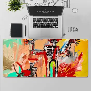 FHNBLJ Jean-Michel Basquiat Art Graffiti naturgummi Gaming musemåtte, Bruser Mat Gratis Fragt Stor musemåtte Tastaturer Mat