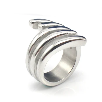 Multi-Lag Rustfrit Stål Cocktail Ring i Sølv farve Kvinder Party Mode Smykker Finger Ringe Engros Størrelse 6 7 8 9 10