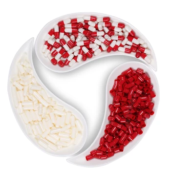 (10,000 stk/pakning)Rød Hvid 4# Tom Gelatine Kapsel,Medicin Kapsel,Adskilt eller sammen Kapsel