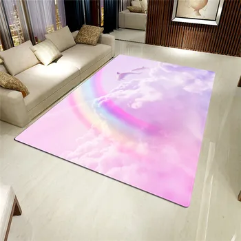 Flerfarvet Sky Sky 3D Printet Tæpper Til Soveværelset Pink Dekoration Hjem Pige Værelse Tæppe Svamp måtter på Gulvet Område Tæppe Badeværelse Tæppe