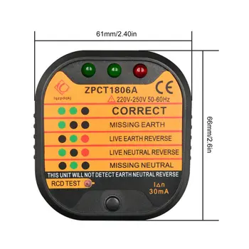 ZPCT1806A Stikkontakt Tester Detektor Kredsløb Polaritet Spænding Stik Afbryder UK Ground Zero Line-Kontakten Sikkerhed Electroscope