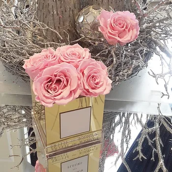 Kreativ Indretning Akryl Spejl Blomst Boks Tilpasset Evig Blomst Smykker Emballage Gennemsigtig Rose Gaveæske