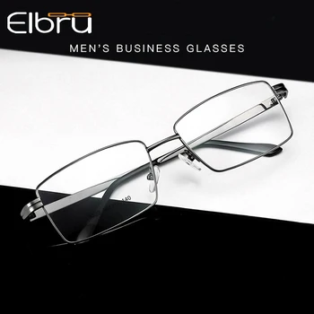 Elbru Mænd Titanium Legering Briller Frame Mode Mandlige Pladsen Ultralet Briller Recept Briller Metal Frame Briller