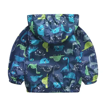 COOTELILI 80-120cm Foråret Efteråret Dinosaur Vindjakke Kids Jacket Drenge Overtøj Pels Hætteklædte Baby Tøj Til Drenge