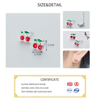 INZATT Trendy Røde Kirsebær Emalje Stud Øreringe af 925 Sterling Sølv Forebygge Allergi Mode Smykker Til Kvinder Fødselsdag Gave