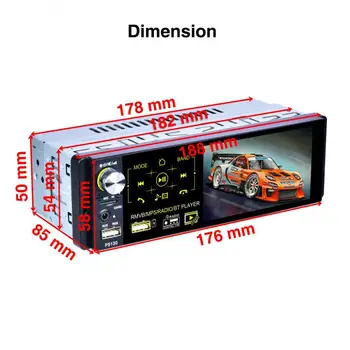 4,1 Tommer 1Din Bluetooth-Touch-Skærmen RDS-Car Multimedia-MP5 Auto Stereo Radio-Afspiller Støtte Micophone og bakkamera