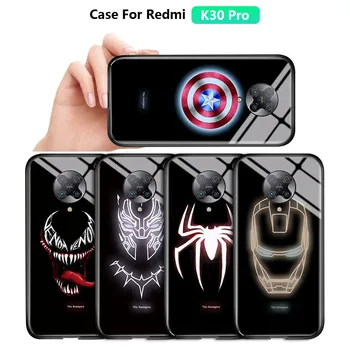 Tilfældet For Xiaomi Redmi K30 K20 Mi 9T Poco F2 Pro Lysende Avengers Ironman Hærdet Glas Cover Til Redmi Bemærk 9S 9 Pro