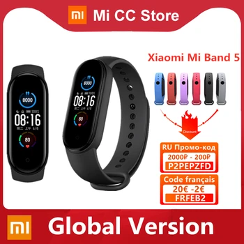 Den globale Version Xiaomi Mi-Band 5 Armbånd Fitness Tracker-Armbånd 1,1 Tommer Farverige AMOLED-Skærm, Vandtæt Smart Band 5