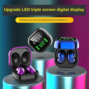 S6plus TWS Bluetooth 5.1 LED Farve Skærm HiFi Trådløse Mini Ur Øretelefoner LED Farve Skærm Bærbar Mini Trådløse Hovedtelefoner