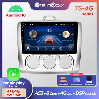 Prelingcar Android10.0 INGEN DVD 2 Din Bil Radio Mms Video-Afspiller, GPS Navigation Til ford focus 2 Mk2 2004 2005 2006 og 2011 4G
