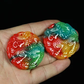 Kinesiske Naturlige Farver for Jade Kirin Halskæde Hånd-Udskåret Charme Jadeite Smykker Mode Amulet Gaver til Mænd, Kvinder