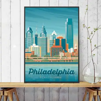 Philadelphia Rejse Lærred Væg Kunst Udskriver Og Moderne Plakat Væg Billeder Stue Indretning