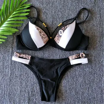 2019 Sexede Kvinder Polstret Push Up Bh, Bikini Sæt Leopard Badedragt Kvinder Bandage Trekant Kufferter Badetøj Badetøj Badetøj