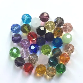 StreBelle Krystal Perler Smykker 100PCs Glas Facetslebet Runde Spacer Perler Til gør det selv Smykker Gaver & Crafts-8mm
