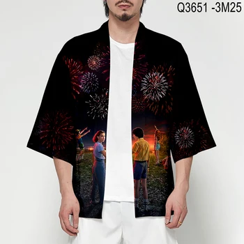 Kimono Cardigan Mærkelige Historie 3 Kimono Mænds Samurai Tøj Mænds Yukata Traditionelle Kostumer Anime Print Mænd Toppe