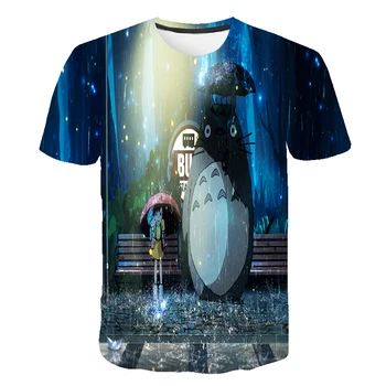 Totoro Design 3D-T-shirt til Teen Piger Ullzang Søde Sjove Tegneserie Animationsfilm børn tøj Ghibli Kawaii sommer skjorte toppe s-1401