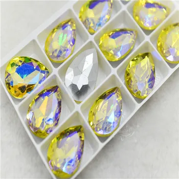 Ab strass crystal dråbeformet rhinestones lim bryllup Smykker Tilbehør, magasin engros glas sten 20x30mm 13x18mm 10x14mm