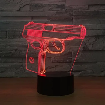 Pistol 3d-Night Light Touch Garderobe sengelampe Usb Tilpasses Gave Usb Led Børn Lampe Luminaria De Mesa 3d-lamper