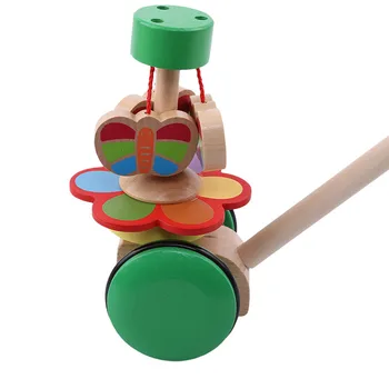 Børn, Træ-Roterende Butterfly Enkelt Stang Dyr Trolley Lille Barn Farverige Montessori Læring Pædagogisk Legetøj