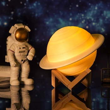 2019 NYE Dropship Genopladelige 3D-Print Saturn Lampe Som Moon Lamp Nat Lys For Månens lys med 2Colors 16Colors Eksterne Gaver