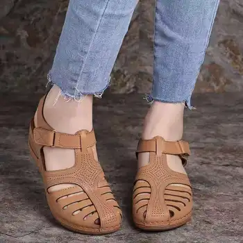 2020 Kvinder Sandaler Sommer Damer Behagelig Rund Tå Ankel Hule Sandaler Kvindelige Blød Tunge Sko Drop shipping Plus Size 35-43