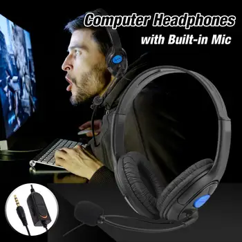Computer Headset On-ear Hovedtelefoner med Indbygget Mikrofon Kabelforbundne Hovedtelefoner med Fleksibel Boom for PC Rejser Arbejde