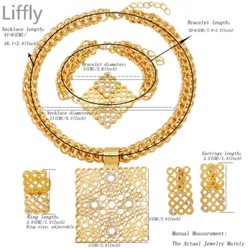 Dubai Guld Smykker Sæt til Kvinder Smykker Square Vedhæng Halskæde, Armbånd, Ringe, Øreringe og Brand Design Bryllup Smykker