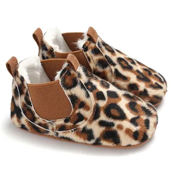 Efterår og Vinter Baby Buksetrold Leopard PU Læder Sko Nyfødte baby girl første walker sneakers sko toddler klassiske casual sko