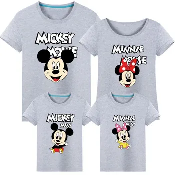 Familie Matchende Tøj, Far, Søn, Mor, Datter Kjoler Tshirt Far Mor Og Mig Tøj Baby Dreng Pige Mickey, Minnie T-shirt
