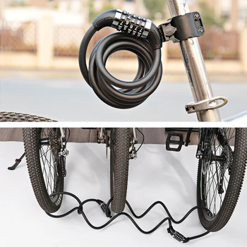 Cykel-Lås Universal 5-cifret Kode, kodelås 120cm/150 cm/180 cm Mat Stål Kabel PVC-Cykel Tilbehør Klip Gave